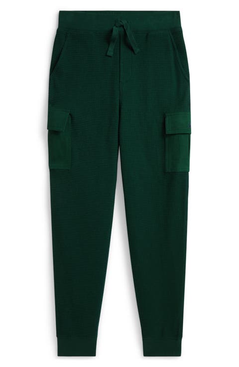 Kids' Waffle Knit Cotton Cargo Joggers