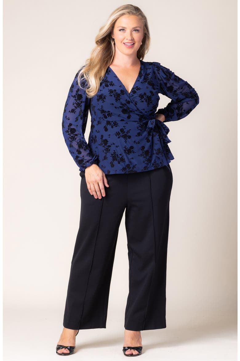 Alissa Print Wrap Top, Alternate, color, NAVY FLOCKED FLORALS