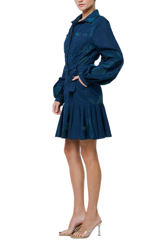 CIEBON CIEBON INA EMBROIDERED LONG SLEEVE COTTON SHIRTDRESS