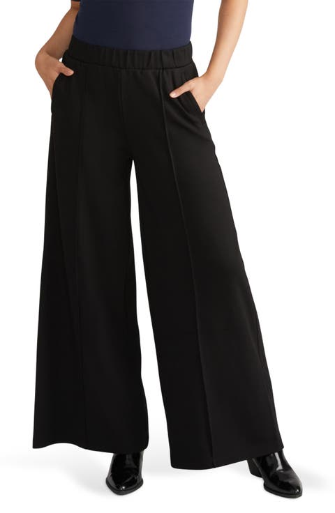 Pam Pintuck Ponte Wide Leg Pants (Plus)