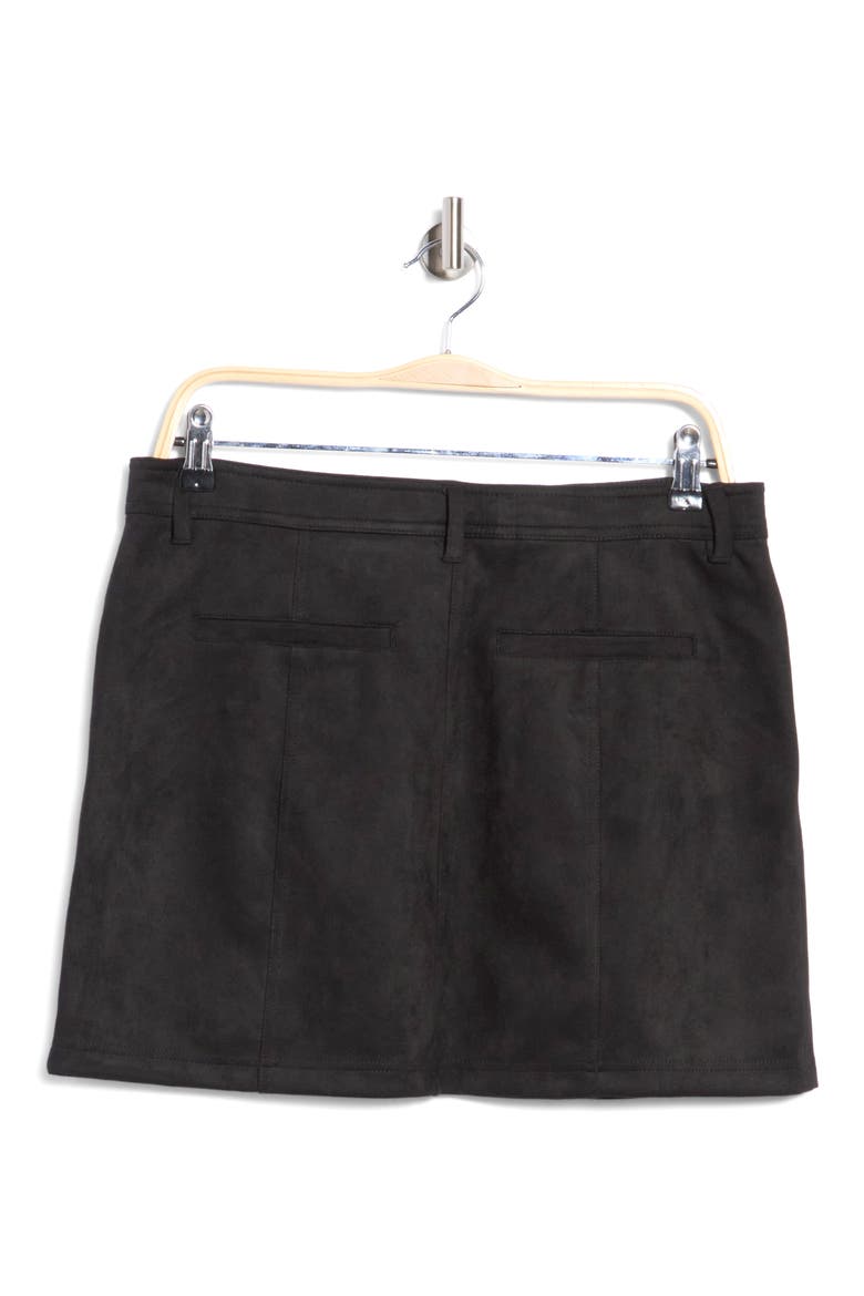 Faux Suede Miniskirt, Alternate, color, BLACK
