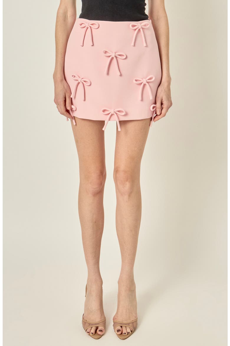 Bow Embellished Miniskirt, Main, color, PINK