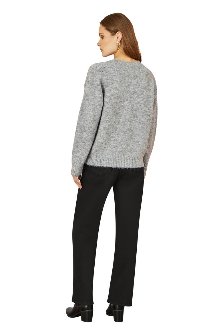 Crochet Flower Knit Sweater, Alternate, color, Grey