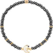 Karma and Luck Hematite Moon and Star Charm Women's Beaded Bracelet - Lunar Sanctuary