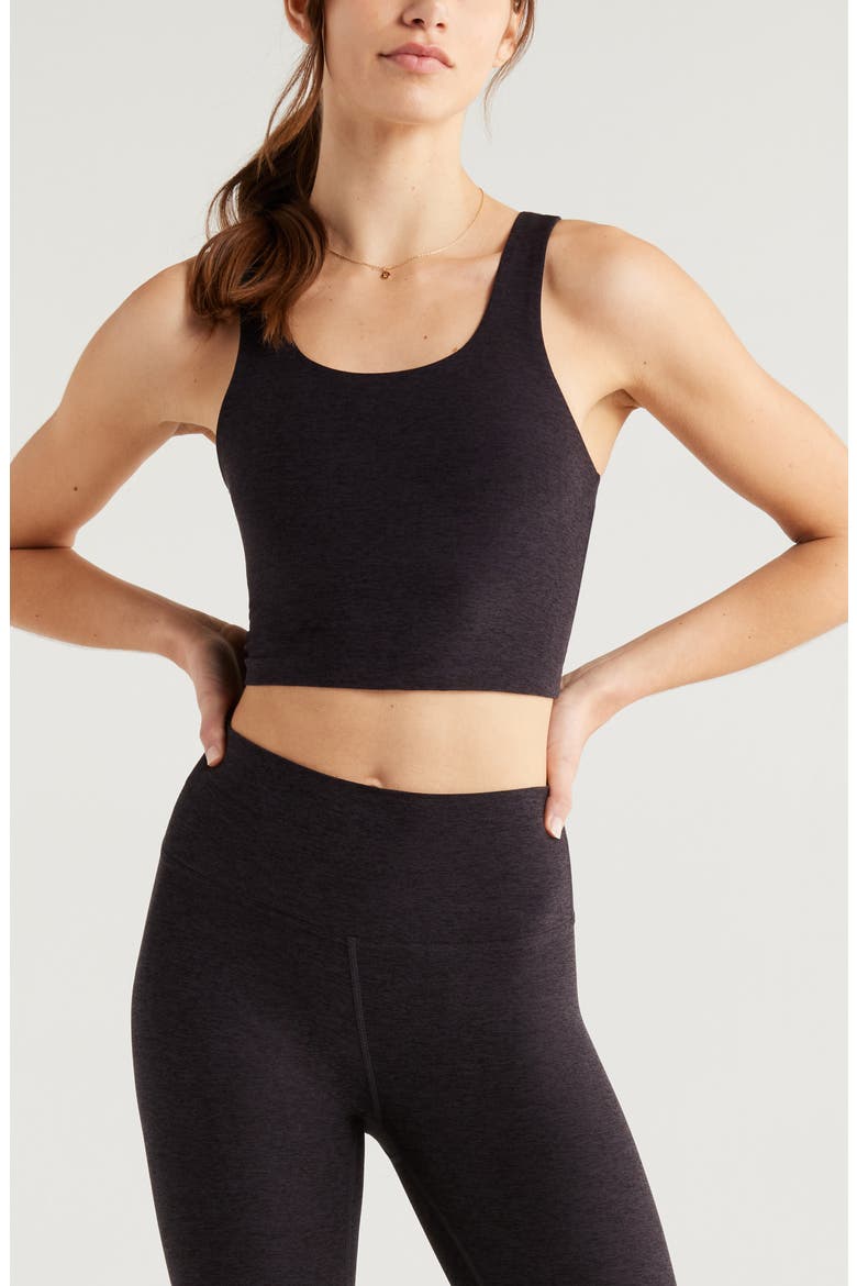 Renew Mélange Support Crop Tank, Main, color, BLACK MELANGE