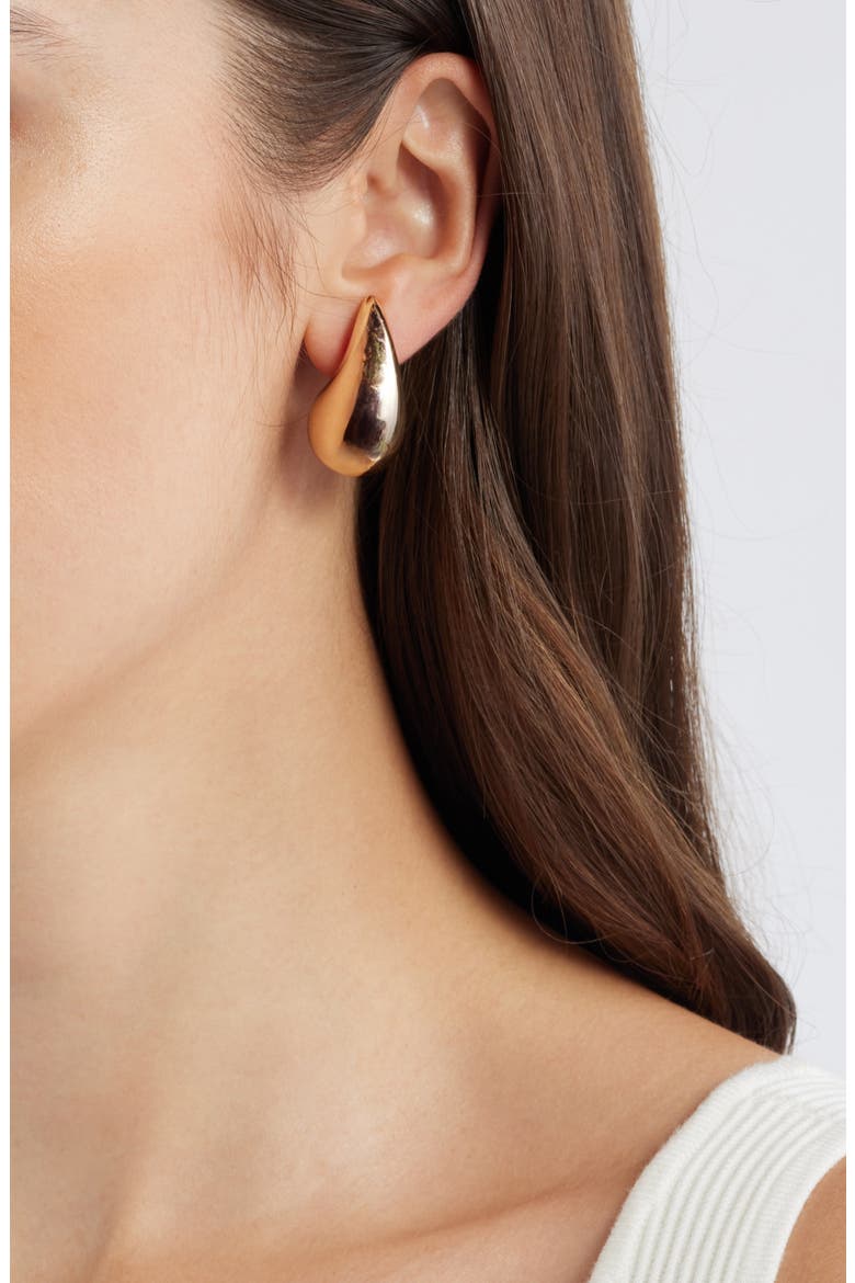 Polished Teardrop Stud Earrings, Alternate, color, GOLD