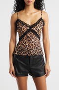 Topshop Animal Spot Lace Trim Camisole