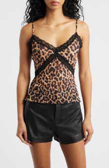 Topshop Animal Spot Lace Trim Camisole