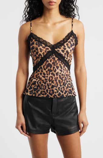 Topshop Animal Spot Lace Trim Camisole
