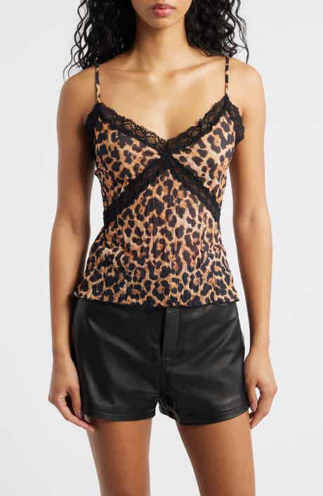 Topshop Animal Spot Lace Trim Camisole