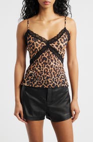 Topshop Animal Spot Lace Trim Camisole