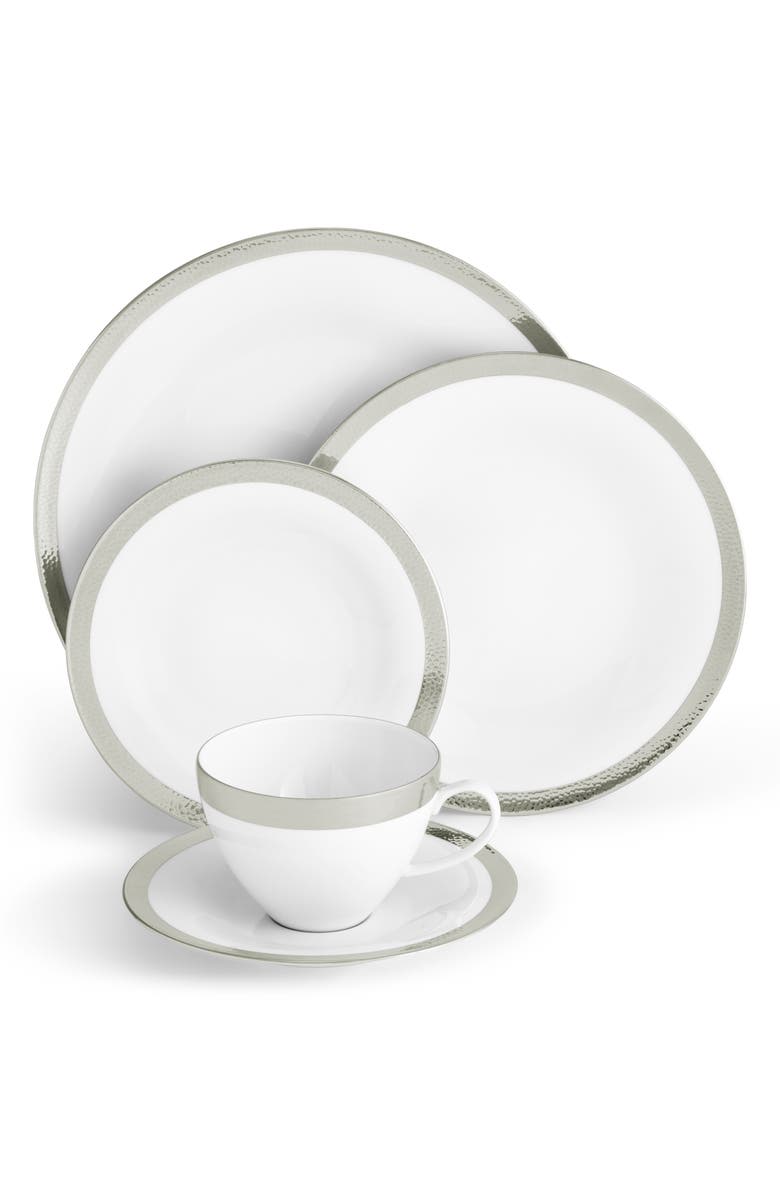 Michael Aram Silversmith 5-Piece Porcelain Place Setting, Alternate, color, White/ Silver