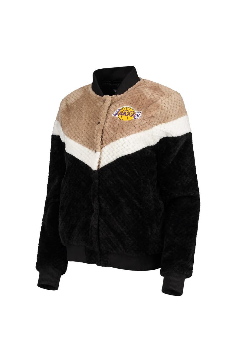 G-III 4HER BY CARL BANKS Women's G-III 4Her by Carl Banks Black/Tan Los Angeles Lakers Riot Squad Sherpa Full-Snap Jacket, Alternate, color,