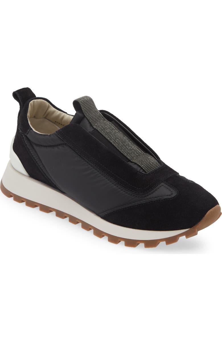 Brunello Cucinelli Monili Trim Runner Sneaker, Main, color, Black