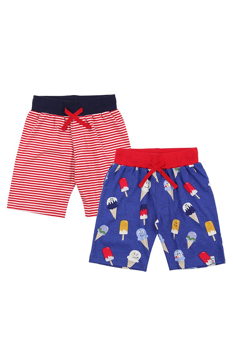 Lilly + Sid Organic Cotton Happy Ice Cream And Stripe Print Short - 2 Pack, Main, color, Multi