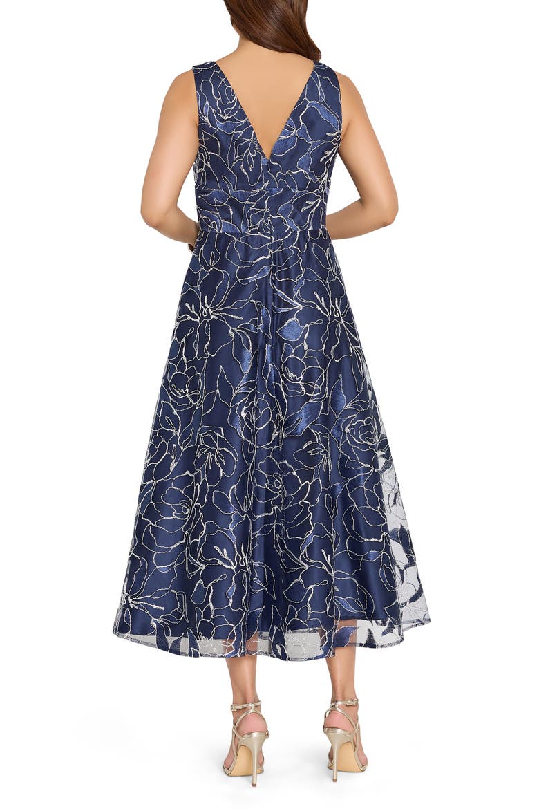 Metallic Jacquard Sleeveless Midi Dress, Alternate, color, NAVY SILVER