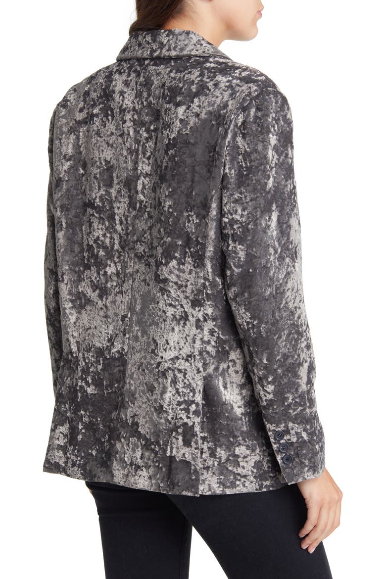 Double Breasted Crushed Velvet Blazer, Alternate, color, GREY PAVEMENT