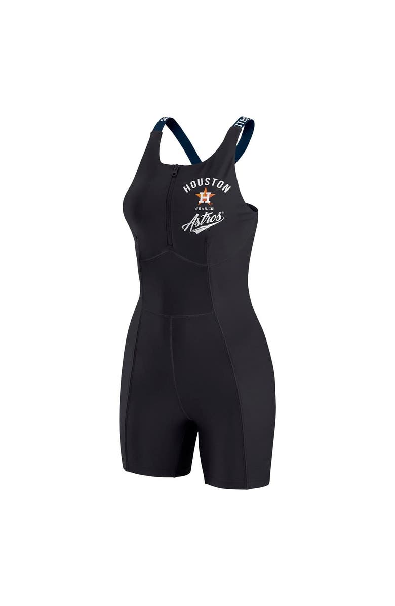 WEAR by Erin Andrews Women's WEAR by Erin Andrews  Black Houston Astros Bodycon Quarter-Zip Romper, Alternate, color, Black