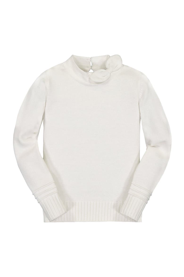 Baby Girls' Organic Tie-Neck Sweater, Infant, Main, color, White