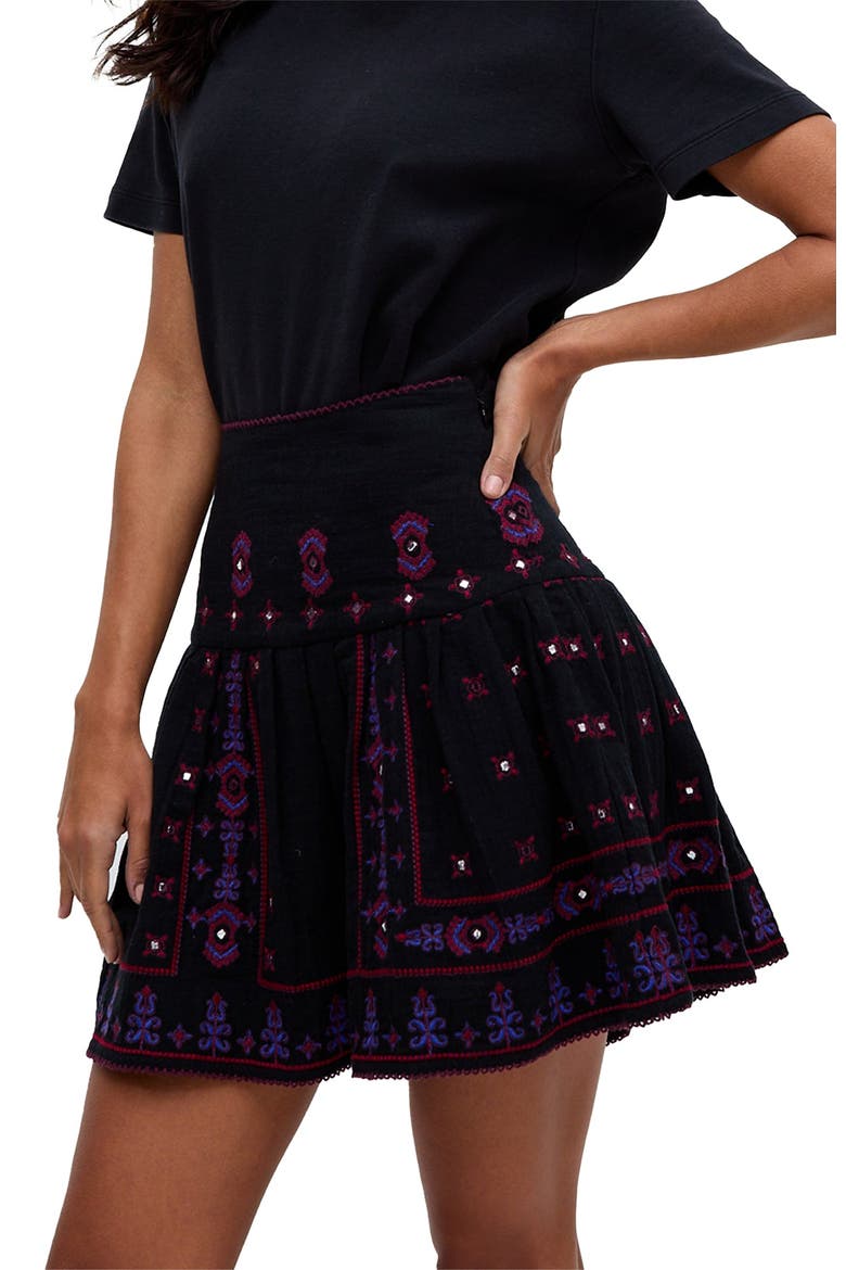 Issabel All Over Embroidered Mini Skirt, Main, color, Black