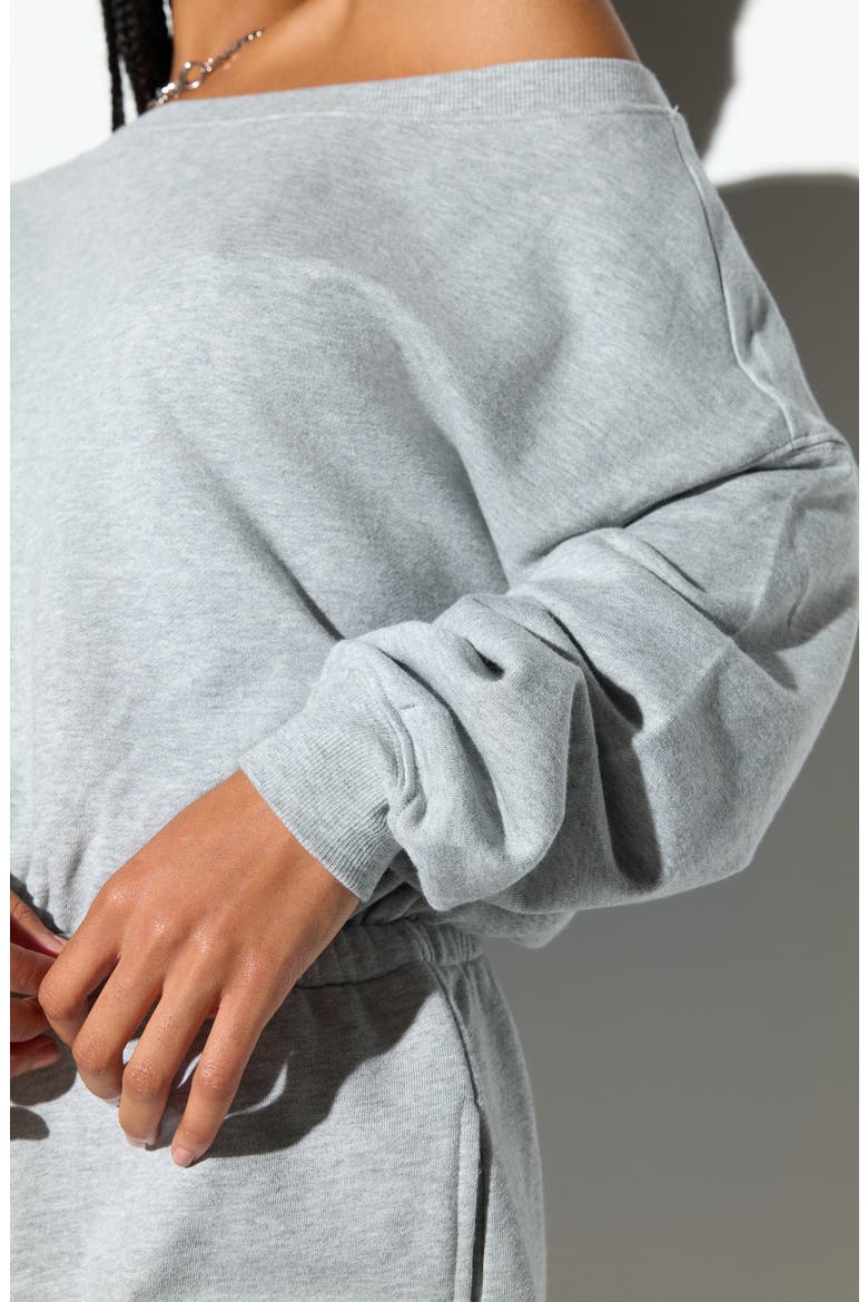 La Vida Long Sleeves Cotton Blend French Terry Romper, Alternate, color, HEATHER GREY