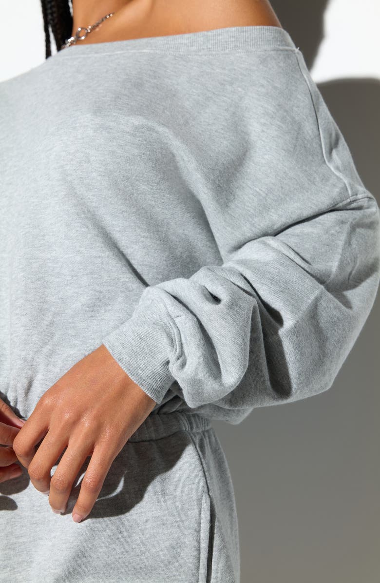 Spiritual Gangster La Vida Long Sleeves Cotton Blend French Terry Romper, Alternate, color, Heather Grey