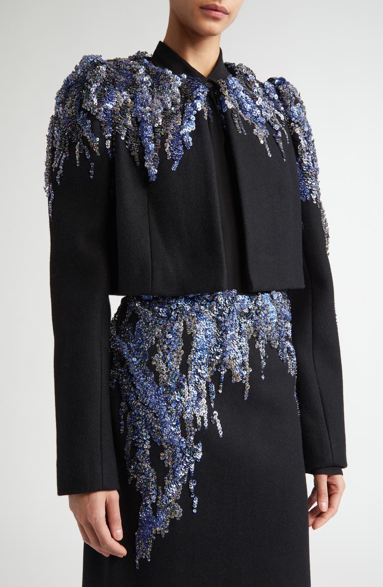 Dries Van Noten Bea Sequin Embroidered Crop Jacket, Alternate, color,