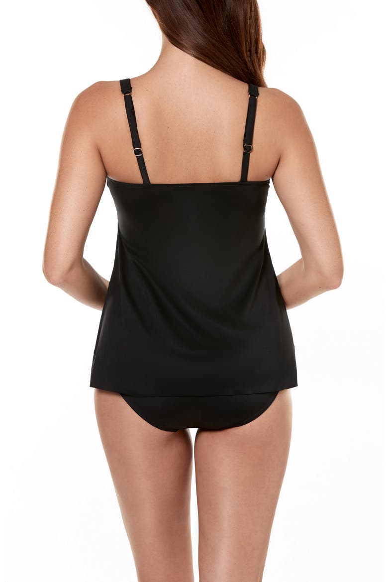 Surplice Underwire Tankini Top, Alternate, color, BLACK