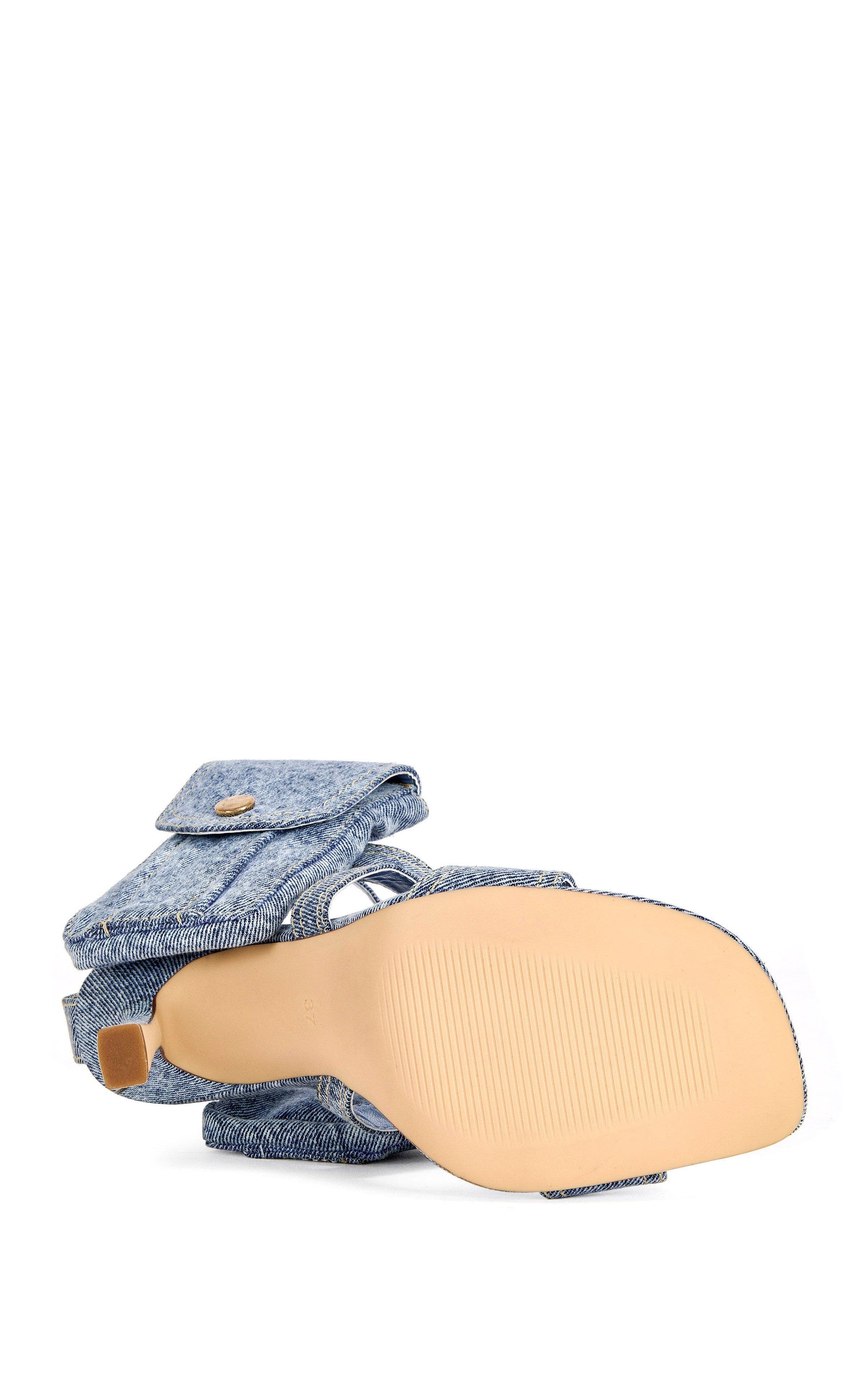 AZALEA WANG KERSHAW-DENIM POCKET STILETTO SANDAL - DENIM / 7.5 / STILETTO, Alternate, color, Denim