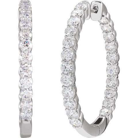 3 CT Lab-Grown Diamond Hoop Earrings in 14K Gold