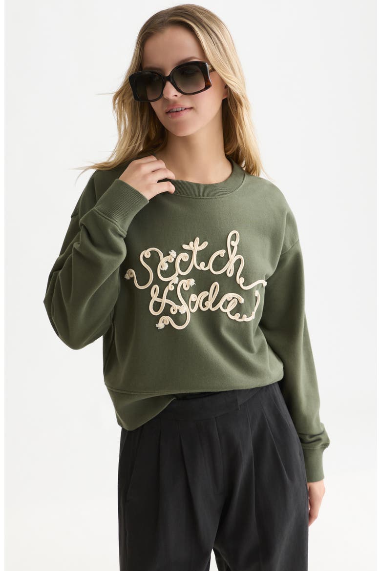 Ribbon Embroidery Loose Fit Sweatshirt, Alternate, color, THYME