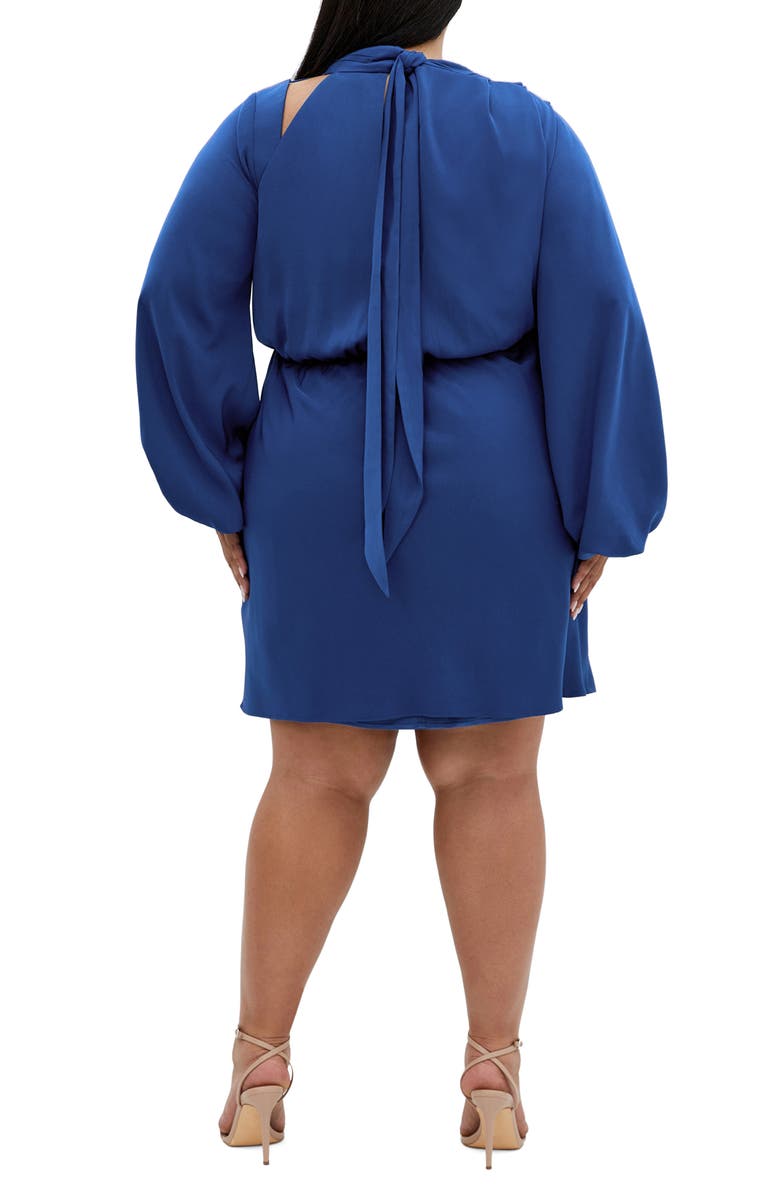 City Chic Jaylee Shoulder Cutout Long Sleeve Dress, Alternate, color, Deep Ocean