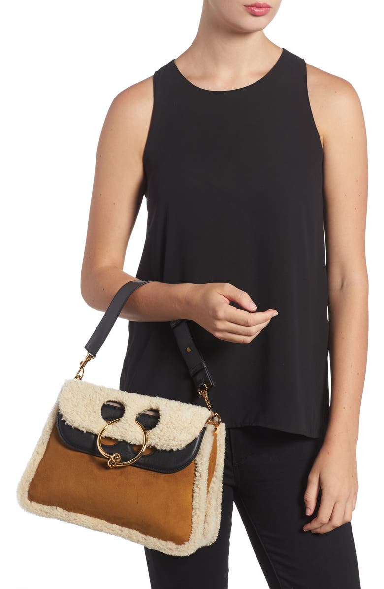 JW Anderson J.W.ANDERSON Medium Pierce Genuine Shearling Shoulder Bag, Alternate, color,