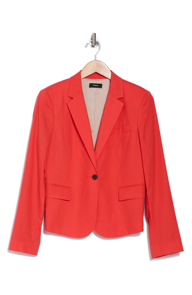 Shrunken Stretch Linen Blend Blazer