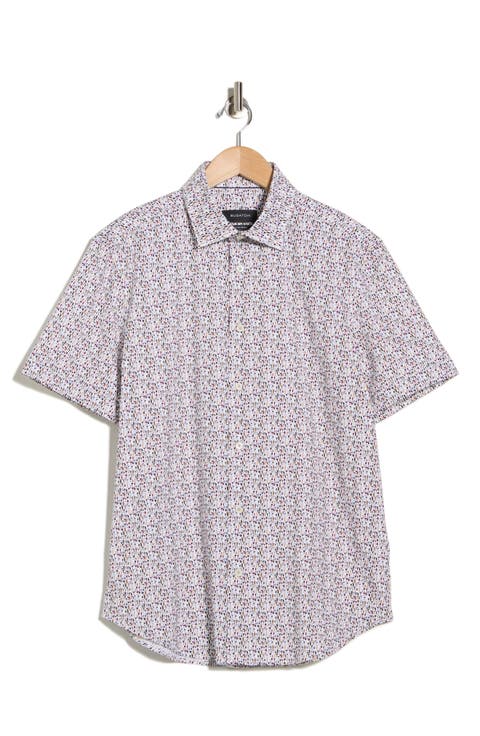 Print Short Sleeve Button-Up Shirt
