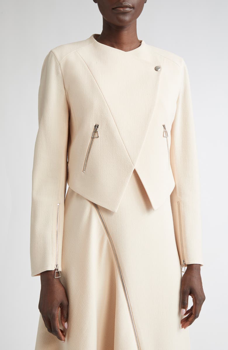 Akris Ariel Double Face Wool Crop Jacket, Alternate, color, Seashell