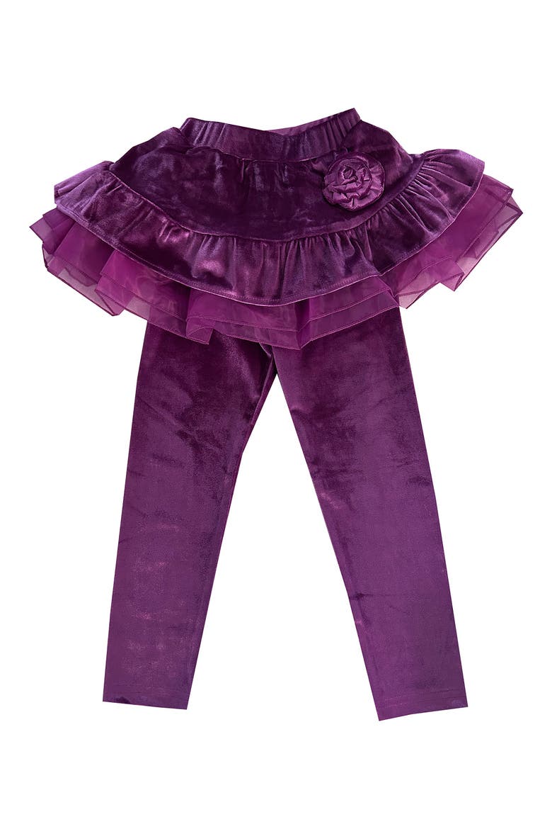 Kids' Stretch Velour Skirted Leggings, Main, color, PURPLE