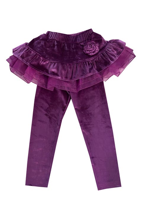 Kids' Stretch Velour Skirted Leggings
