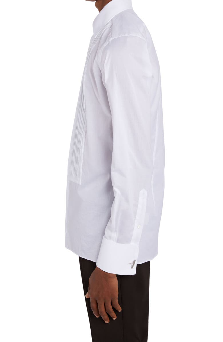 TOM FORD Slim Fit Poplin Tuxedo Shirt, Alternate, color, Optical White