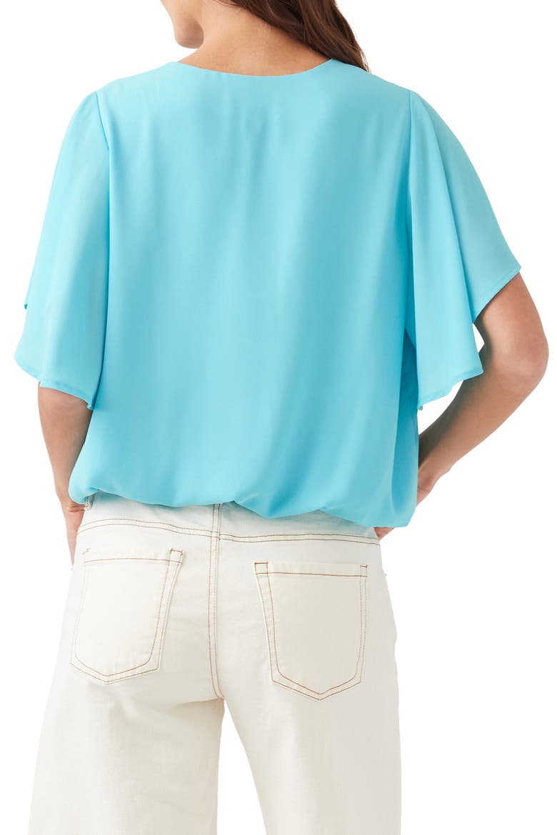 Flutter Sleeve V-Neck Top, Alternate, color, AQUA