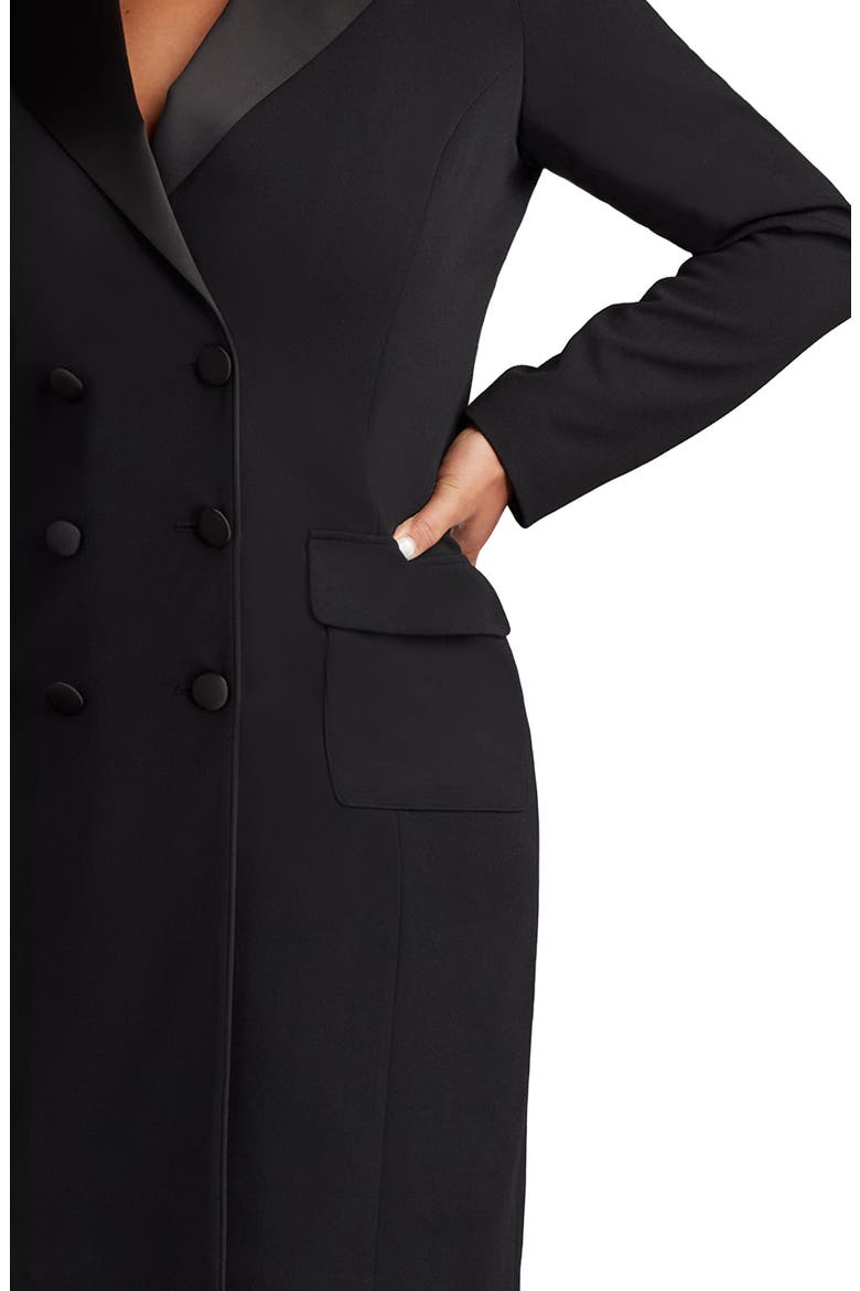 Long Sleeve Tuxedo Dress, Alternate, color, BLACK