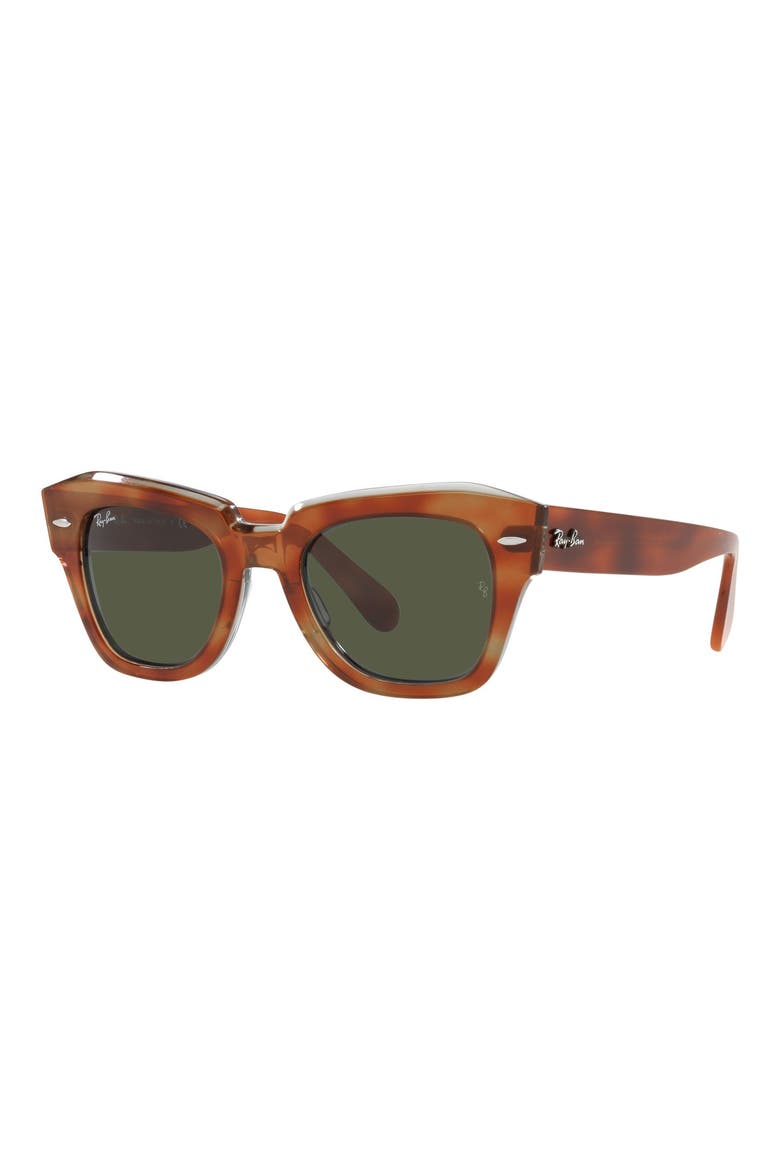 State Street 49mm Small Square Sunglasses, Alternate, color, HAVANA GREEN / GREEN