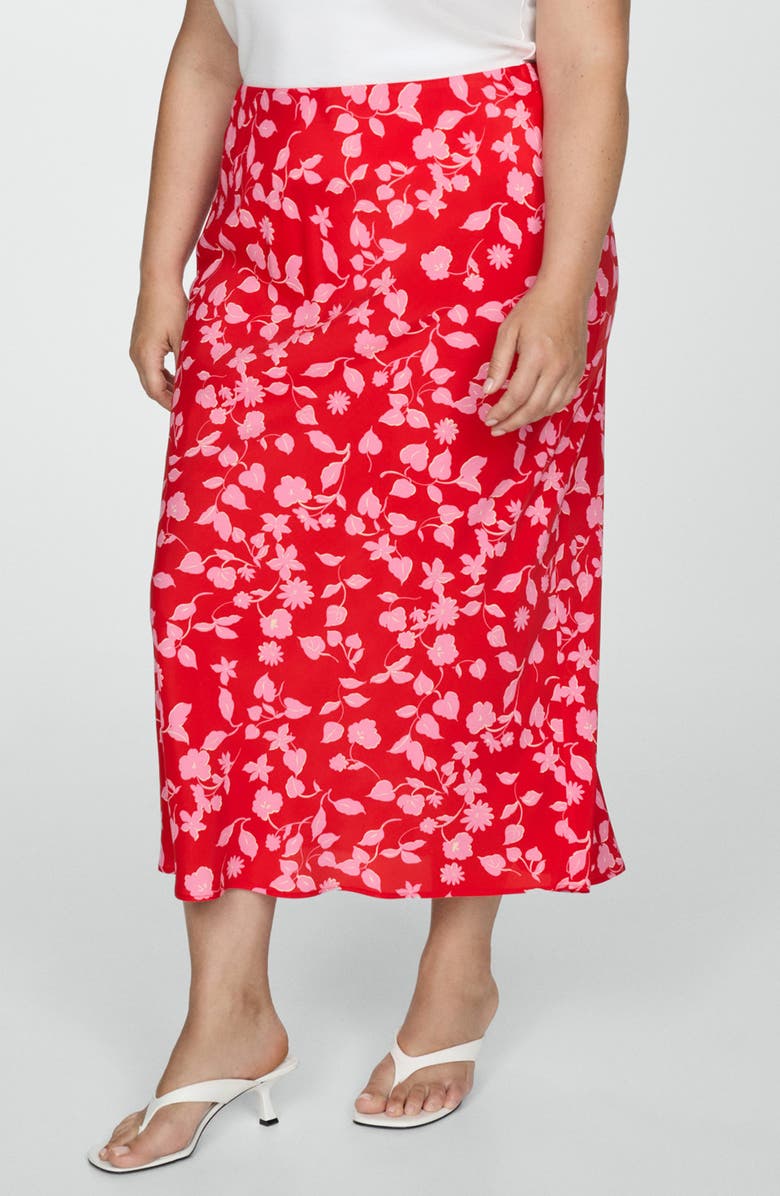 MANGO Floral Maxi Skirt, Alternate, color, Red