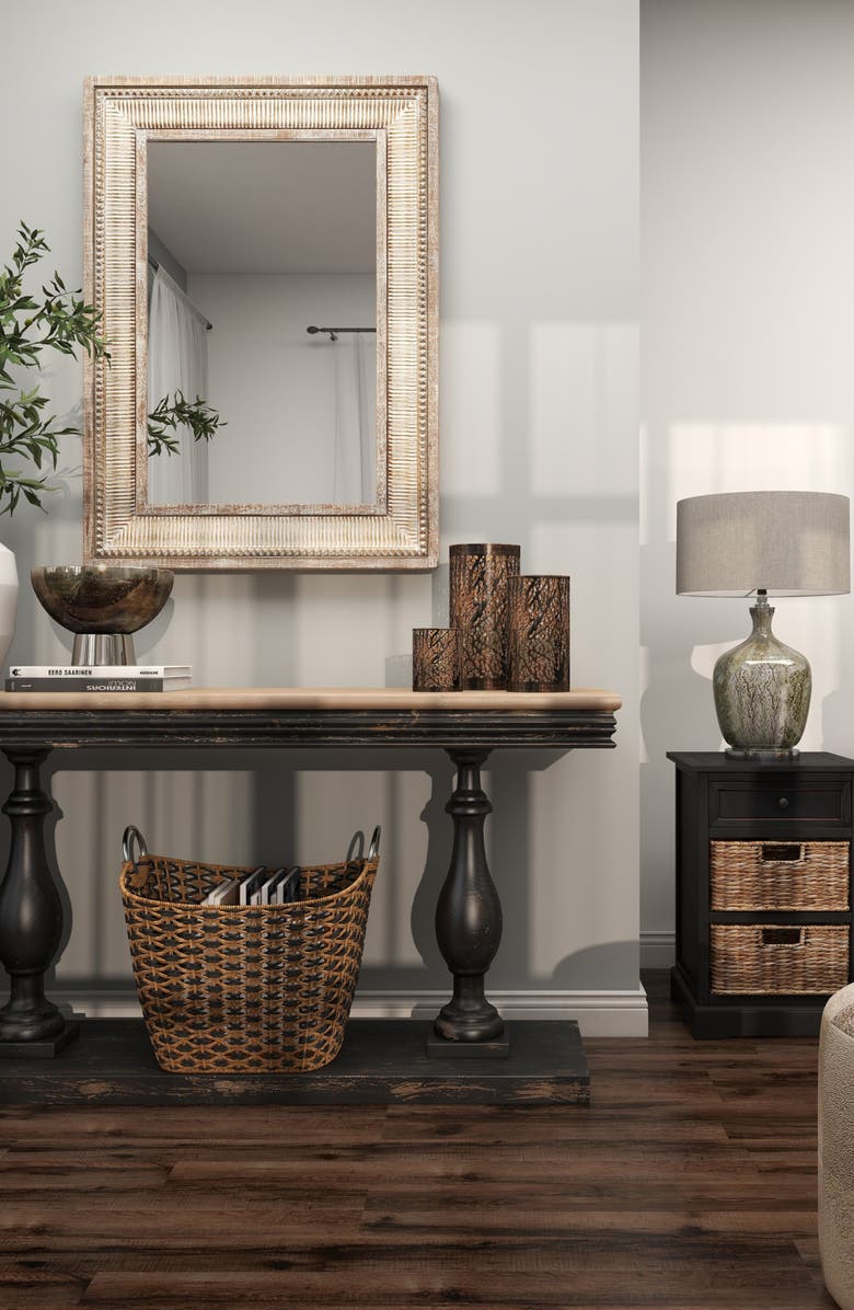 WILLOW ROW Set of 3 Textured Metal Lantern Candle Holders, Alternate, color, Bronze