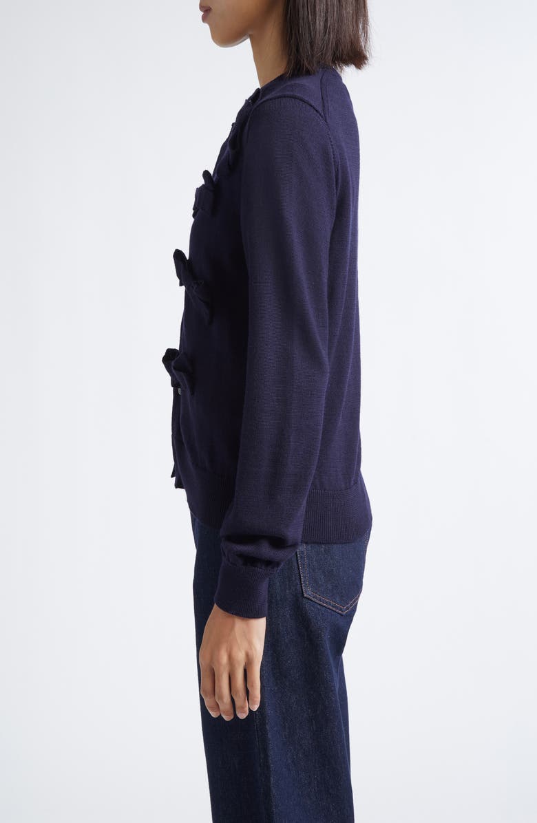 Comme des Garçons Girl Ribbon Bow Wool Cardigan, Alternate, color, Navy