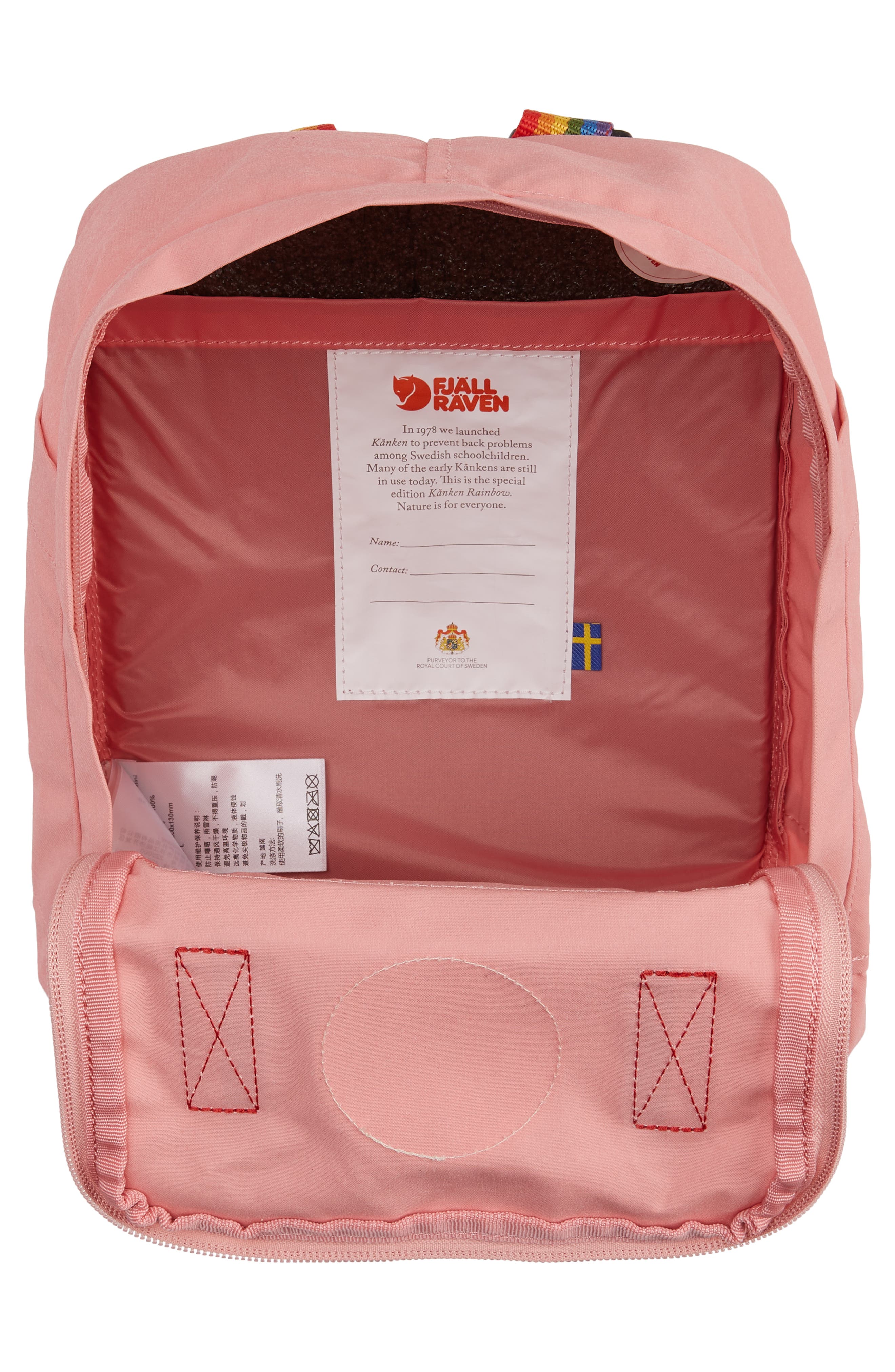 Mini Kånken Rainbow Water Resistant 13-Inch Laptop Backpack, Alternate, color, PINK-RAINBOW PATTERN