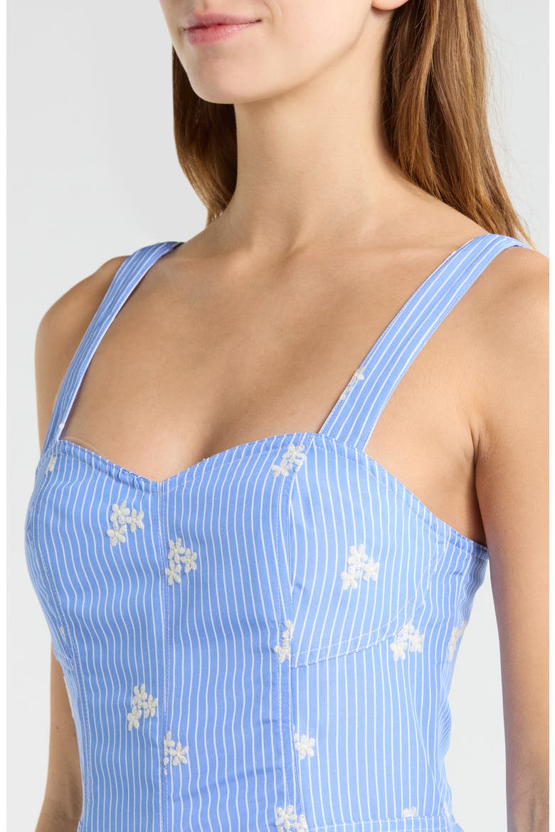 Floral Embroidery Stripe Midi Dress, Alternate, color, BLUE STRIPE