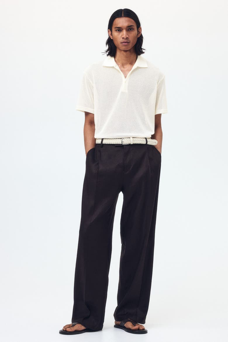 Regular Fit Hole-knit Polo Shirt, Alternate, color, Cream