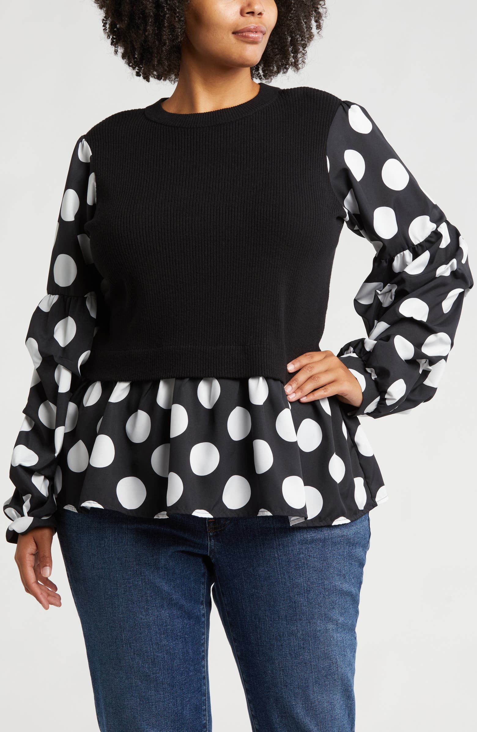 BY DESIGN Alessia Mixed Media Layered Sweater | Nordstromrack