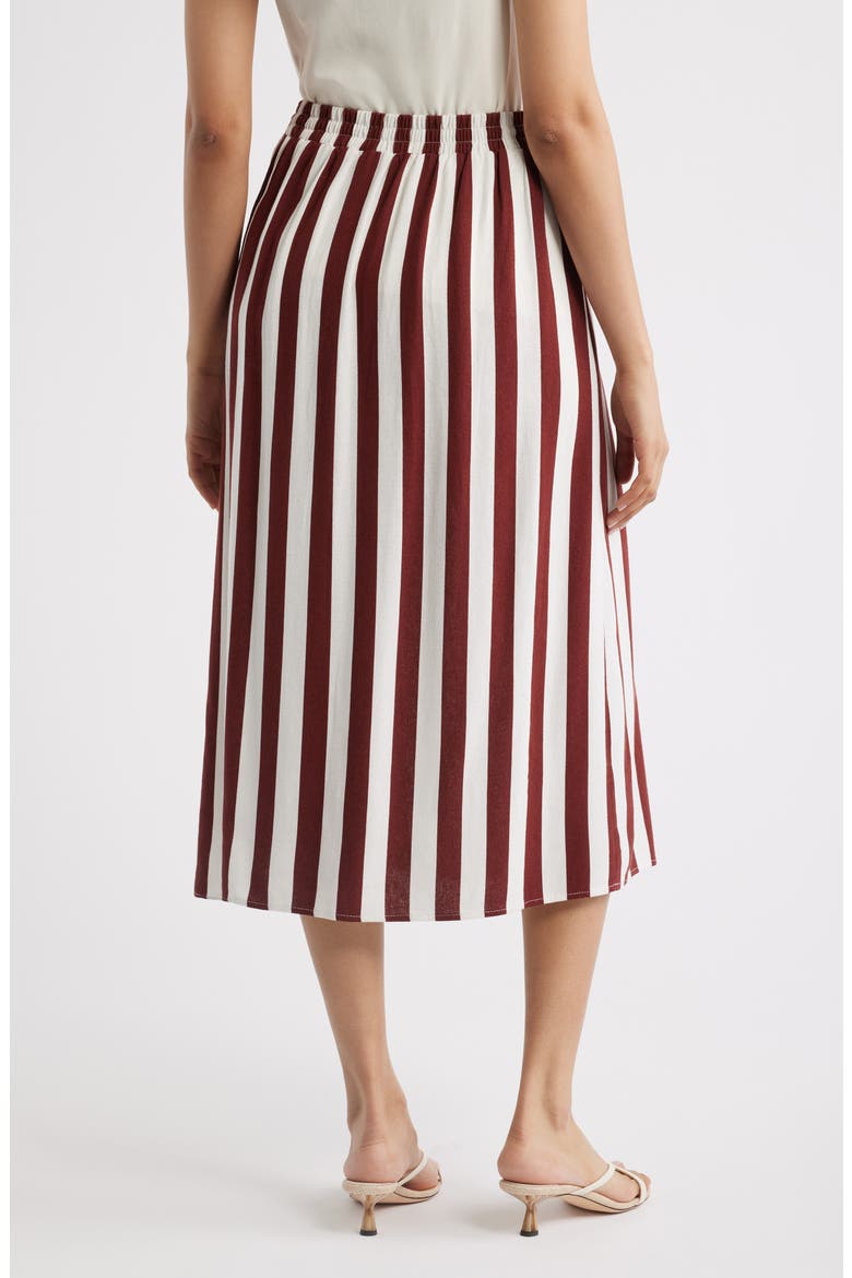 Stripe A-Line Skirt, Alternate, color, IVORY BRANDY BROWN STRIPE